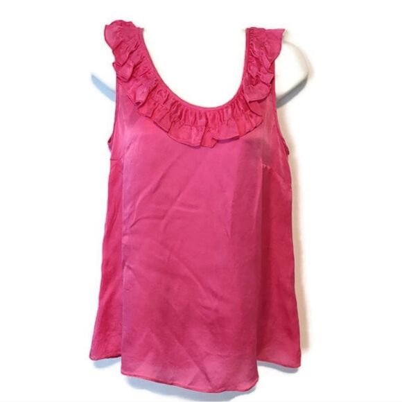 SUMMER BLOUSE J. CREW  Ruffle Blouse 100% Silk - Picture 1 of 5